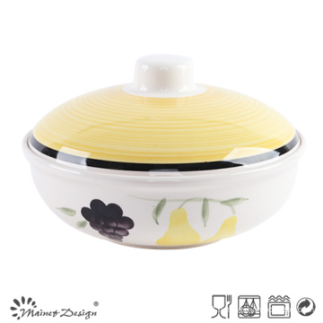 1000cc Ceramic Handpainted Soup Pot with Lid